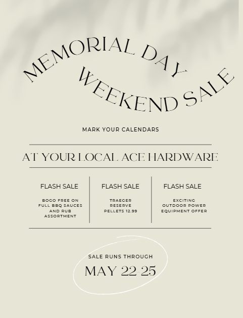 allendaleacehc's tweet photo. Mark your calendars for a weekend full of amazing deals. You will not want to miss out on these deals!

#fyp #deals #shoplocal #memorialdayweekend #save https://t.co/3siJR1UWDy