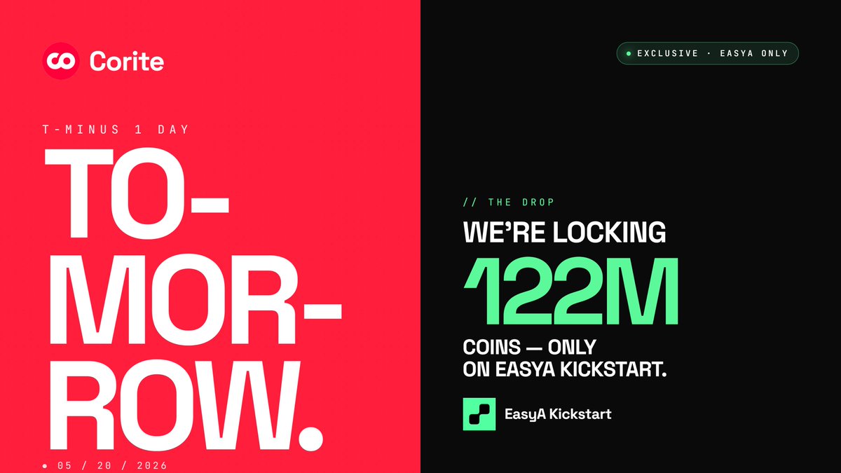 coritecom's tweet photo. Tomorrow, 12% of
@coritecom
supply disappears from circulation  122,000,000 coins → locked One window →

@EasyA_Kickstart
One shot → no extensions https://t.co/m2UcIgyzSu