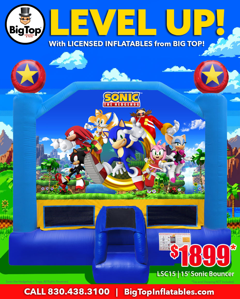 bigtop's tweet photo. 🌀 Success Starts Today with Big Top Inflatables All New Sonic the Hedgehog Commercial Bounce House! 

Questions / Ready to Order? Call Now: 830.438.3100

Product Details:  https://t.co/d1KD8lmZxB

Finance Now: https://t.co/dNAAJZgcxJ

© SEGA. All rights reserved. SEGA, the SEGA logo, and SONIC THE HEDGEHOG are registered trademarks or trademarks of SEGA CORPORATION or its affiliates.

#BigTopInflatables #PartyRentalBusiness #CommercialInflatables #BounceHouseForSale #SonicTheHedgehog #SEGA #RentalROI #InspectTheBest #EventRentals #JumpersForSale
