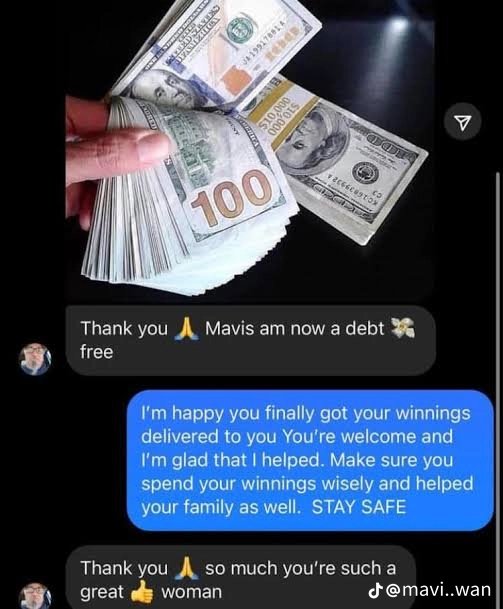zykmavis's tweet photo. I'm happy you received your winnings https://t.co/SZ7neYUUHW