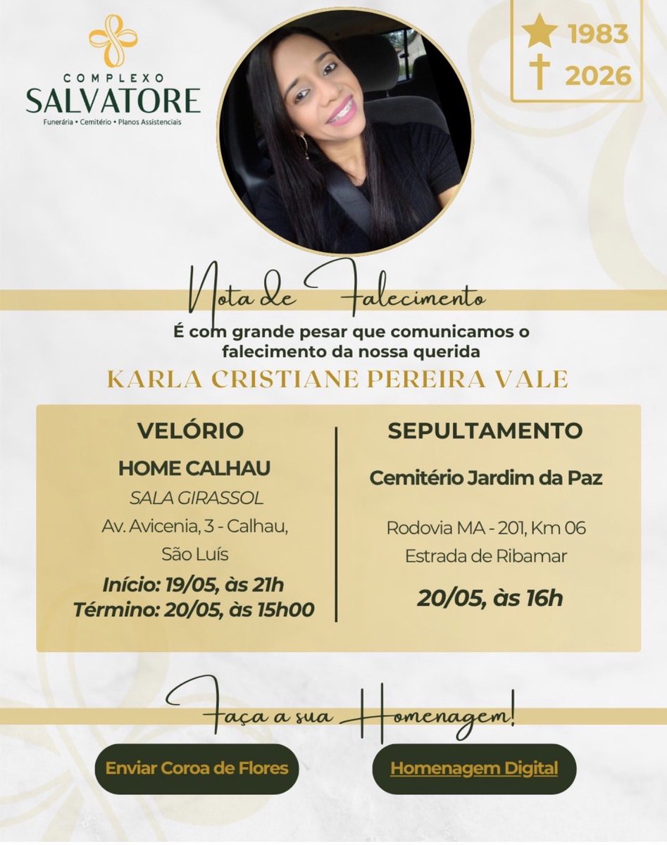 profedith's tweet photo. O adeus da minha querida orientanda e egressa do PPGDIR/UFMA. Que Deus conforte nossos corações. https://t.co/6CsBuTFAEK