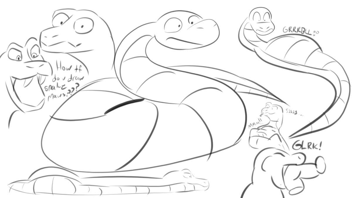 Bing_Lingen's tweet photo. cw/ vore

Quick snake sketch, def gotta work on snakes more (how tf do you draw snake maws) https://t.co/U1UM7M9sMZ