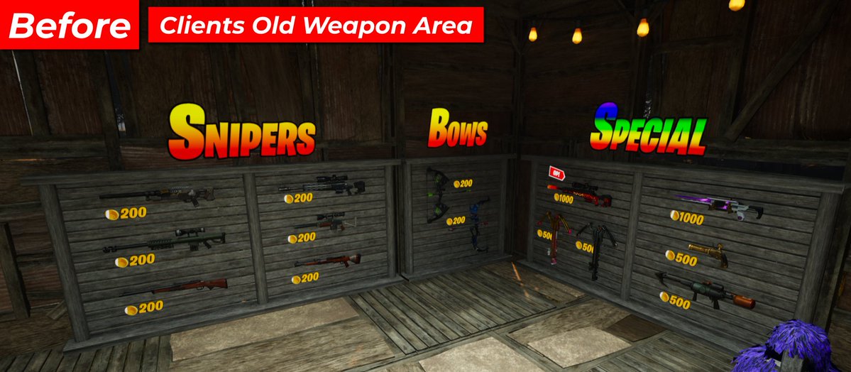 GhostOnUEFN's tweet photo. 📌Client Work - Sniper Project [Part 4]

🔥Weapon displays and item areas completely redone. Every section got reworked with better models, cleaner layouts, and stronger visual hierarchy so players can actually read what's in front of them.

👀Before and after says everything!

📩DM to talk about your next project!

#UEFN #Fortnite #FortniteCreative