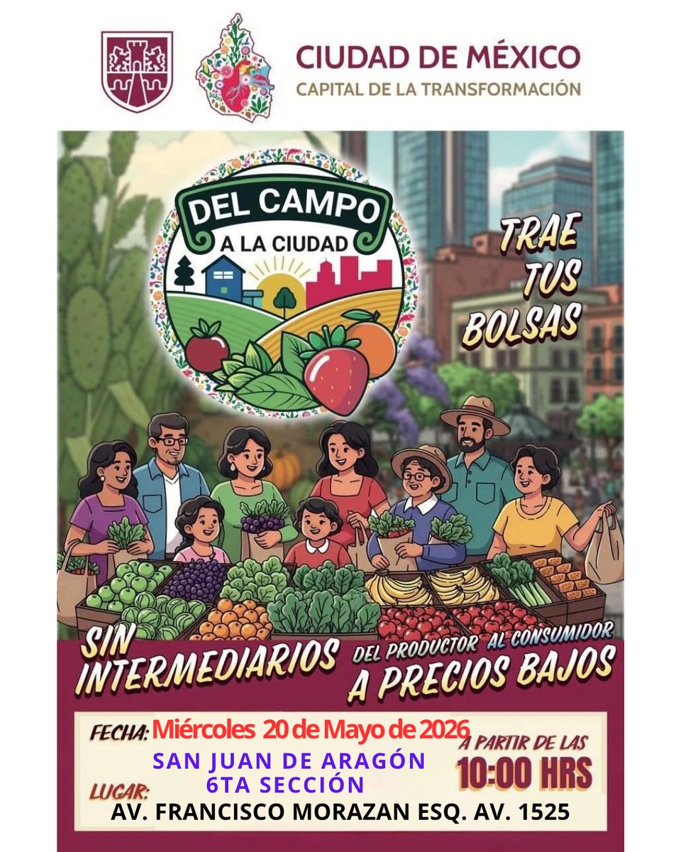 Direj_PCGAM's tweet photo. Mañana en #Malacates y #SanJuanDeAragón 6ta. Sección Campo a la Ciudad
🗓️ Miércoles 20 de Mayo | 🕙 10–14 h
📍 Malacates: Centro de Salud Malacates
📍 San Juan de Aragón 6ta: Av. Francisco Morazán esq. Av. 1525

🛍️ Lleva tus bolsas

#CapitalDeLaTransformación https://t.co/GfyvoAm9PF