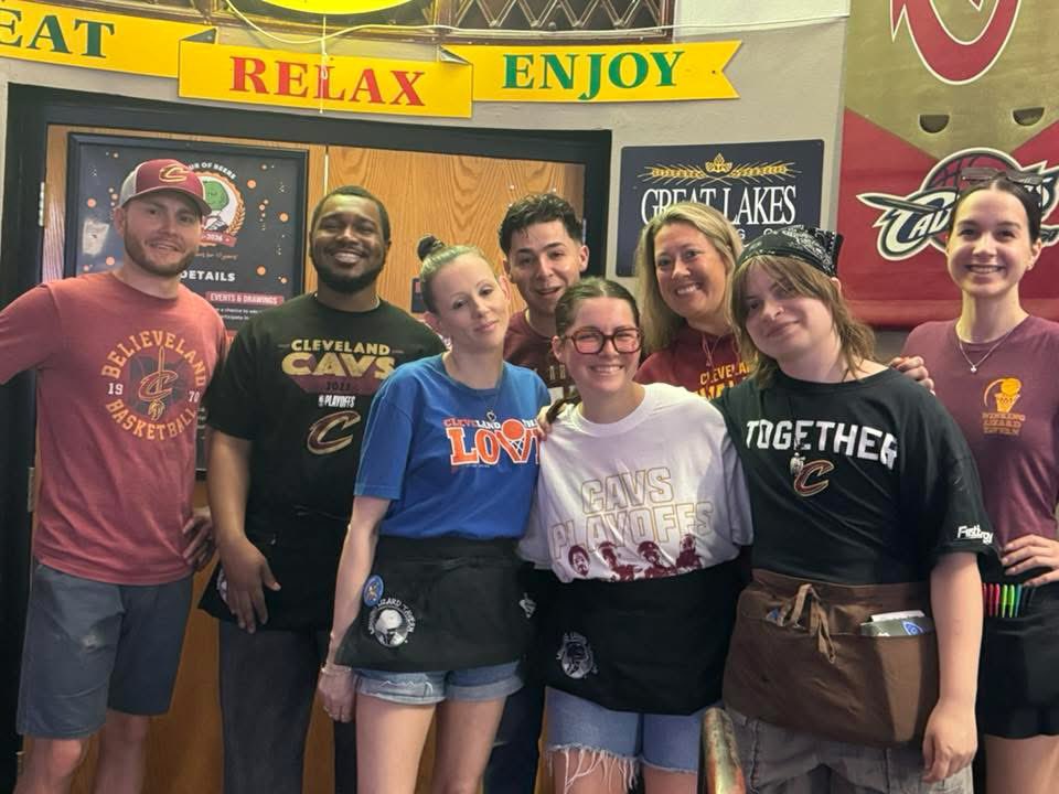 winkinglizard's tweet photo. 🏀 LET’S GO CAVS 🏀 

Come cheer on the CAVS tonight for GAME 1. Tip
off at 8pm. 

🍔 Last call for kitchen the end of the 3rd quarter
🍺 Last call for bar with 5 min to go in the game

#letsgo #LetEmKnow #cle #playoffs #winkinglizard #lizardnation https://t.co/6F2eeB4RPN