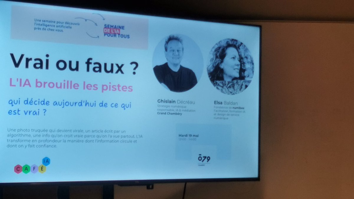 caciope's tweet photo. Atelier @o79chambery
Café de l'IA... Vrai ou faux ?
#chatgpt #mistral #claude https://t.co/7XaGQkcZFD