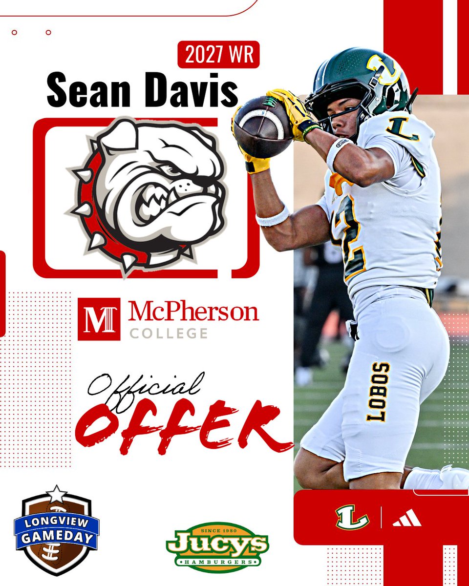 ETX_Gameday's tweet photo. Sean Davis picks up his first offer to play at the next level. @Mac_College  offers Longview WR just days before his Junior year ends.

@sjdavis_11 @CoachJFisc @MACBulldogsFB https://t.co/8eT4k8byWh