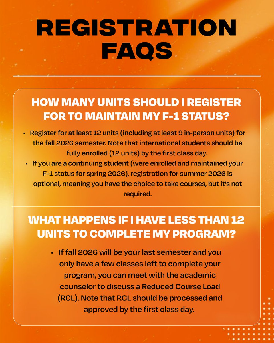RCCIntlStudents's tweet photo. Hey Tigers! 🐯📚 Summer and Fall 2026 registration is just around the corner, and we want to make sure you have everything you need to stay on track and maintain your F-1 status! https://t.co/bIEq2psAv6