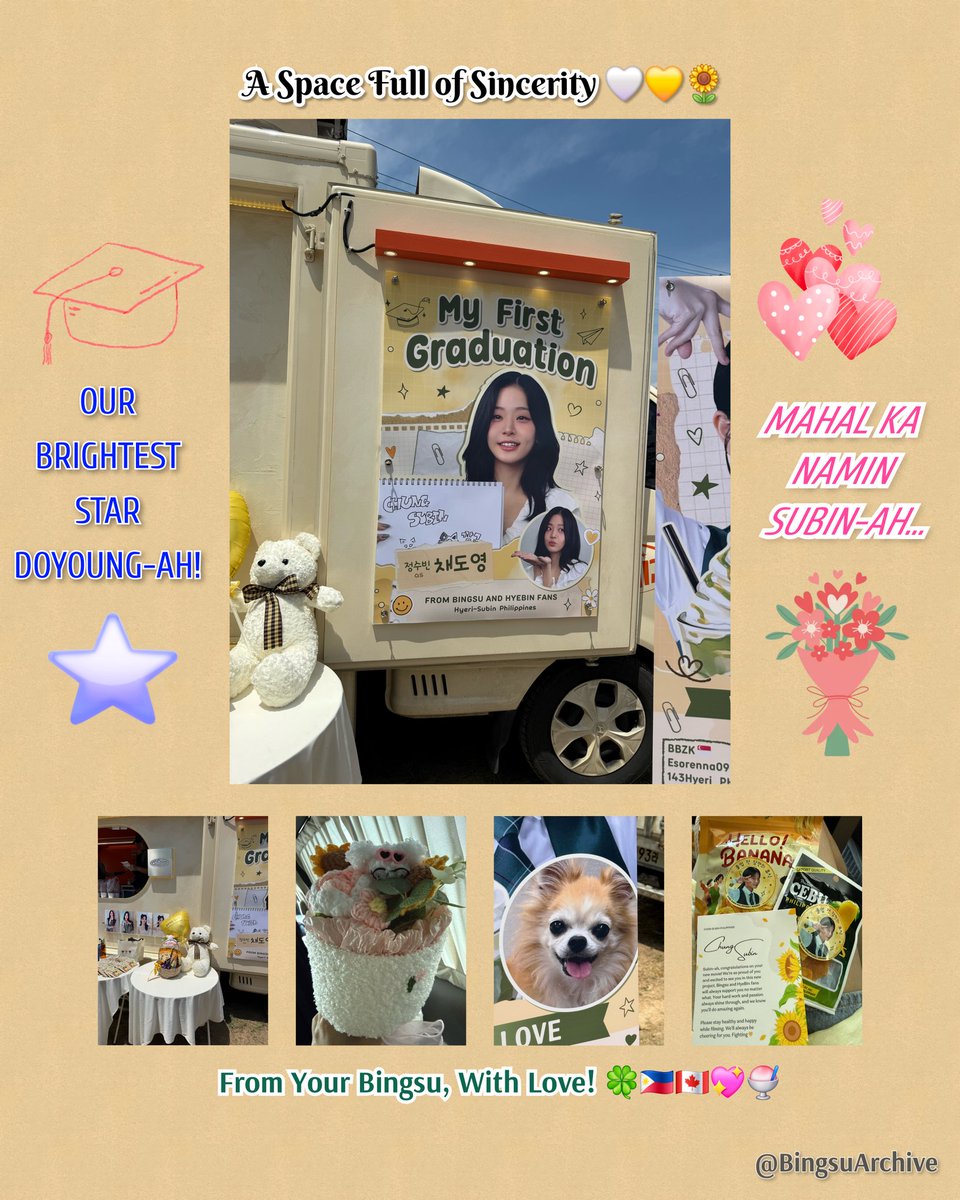 glorenmjabby_19's tweet photo. Our hearts are bursting! Subin unnie safely received the food truck support on set and shared it on 🫧 IG Story! 🇵🇭✨️ Cheering the loudest for our Doyoung-ah from Canada! 🇨🇦🍧🎓🌟📑 
#ChungSubin #Subin #bingsu🍧 #정수빈 #MyFirstGraduationCeremony #ChaeDoyoung #kdrama https://t.co/6klJ7xPwAq