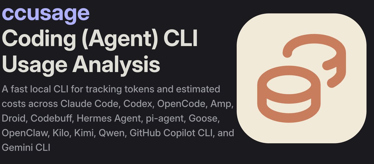 cc_usage's tweet photo. ccusage v20 is out!!!!

this is the biggest release ever(yes, v19 was the biggest, but v20 is bigger)

- we rewrote ccusage into rust from ts 🏎️
  - it adds bundle size, but it's blazing fast

- we support lots of coding agents!!!

so try 

bunx ccusage@20

now!!! https://t.co/YptqBueBQa