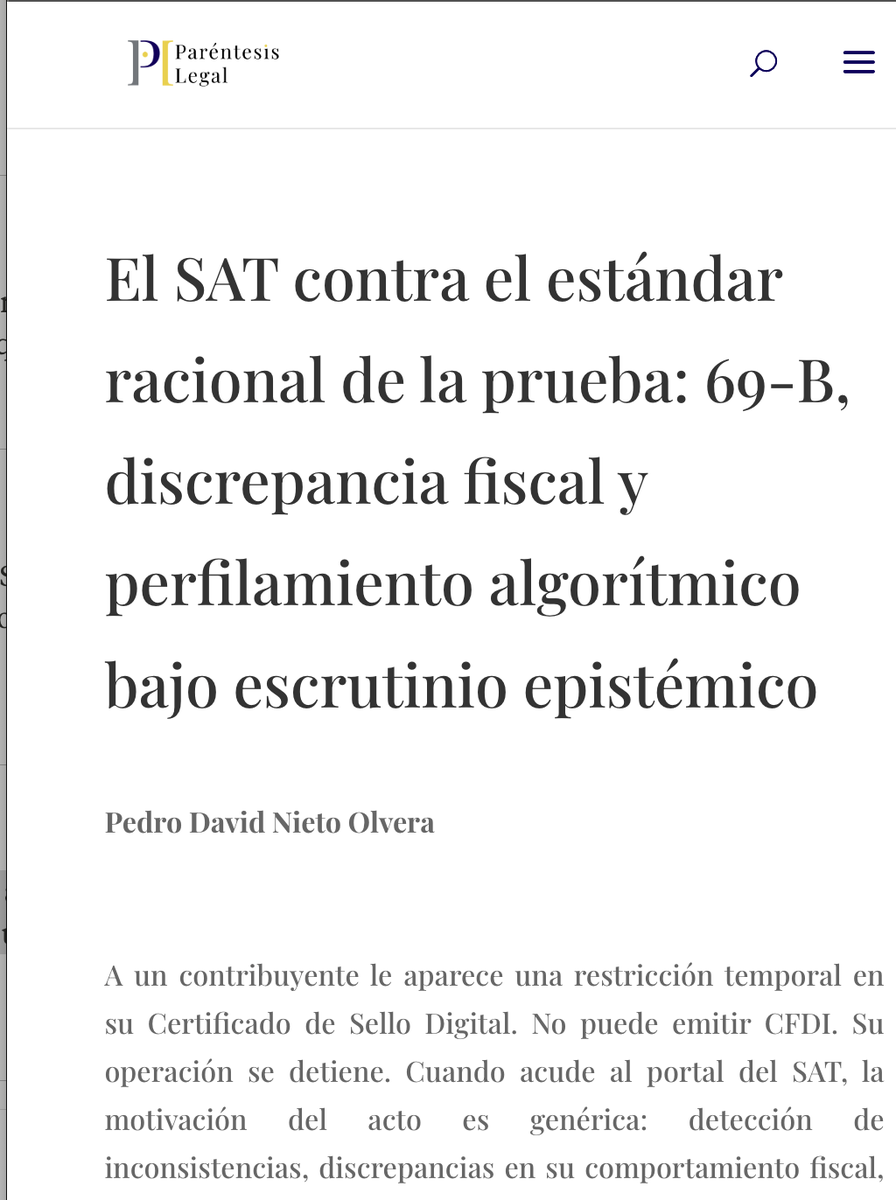 david_nieto01's tweet photo. El problema no es que el SAT use IA. El problema es que usa IA opaca, no auditable y no rebatible, y llama a eso prueba. No lo es. Lo analizo en @parentesislegal 👇
Link: https://t.co/6InHU2VYtL https://t.co/XmACQtgRz3