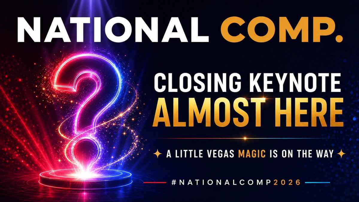 National_Comp's tweet photo. ✨ A little Vegas magic is on the way!

Our Closing Keynote entertainment reveal is getting closer—and this one will bring serious energy to National Comp 2026.

More soon! https://t.co/nBuglpxDap