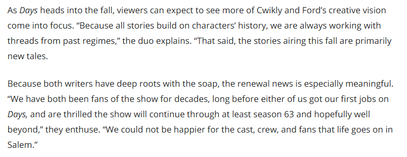 soapingwithari's tweet photo. As Days heads into the fall, viewers can expect to see more of Cwikly and Ford’s creative vision come into focus. “Because all stories build on characters’ history, we are always working with threads from past regimes,” the duo explains. “That said, the stories airing this fall are primarily new tales.

*Meanwhile Ron* 
#days #dool #daysofourlives