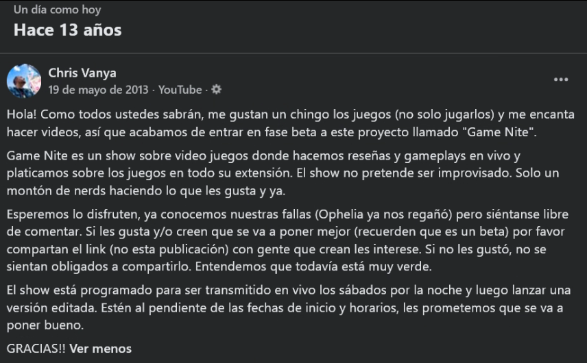 ChristleVania's tweet photo. 13 años de @JumpTheKoopa (que nació primero como Game Nite).

Ha sido un viajesote. Y aunque ya casi no se haga nada, ahí andamos. https://t.co/mDoKOAmP3R