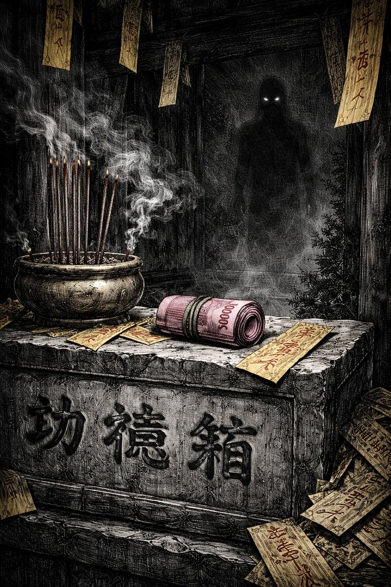 PatrickFolklore's tweet photo. 4/5 I searched online in terror: it was “Borrowed Life Money”—cursed cash meant to transfer someone else’s remaining years or disasters to the finder. I ran to a Taoist temple, donated every note, and got a talisman. The hauntings stopped. https://t.co/MUF5bXZxMr