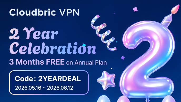cloudbric's tweet photo. Cloudbric VPN turns 2.

Get 3 months free on your first Annual Plan and protect your connection wherever you go.

Stay connected. Stay private.

[Claim the offer]
click here👉 https://t.co/cxwZ4O4D6s

#CloudbricVPN #VPN #OnlinePrivacy #CyberSecurity https://t.co/vm7qckSDtb