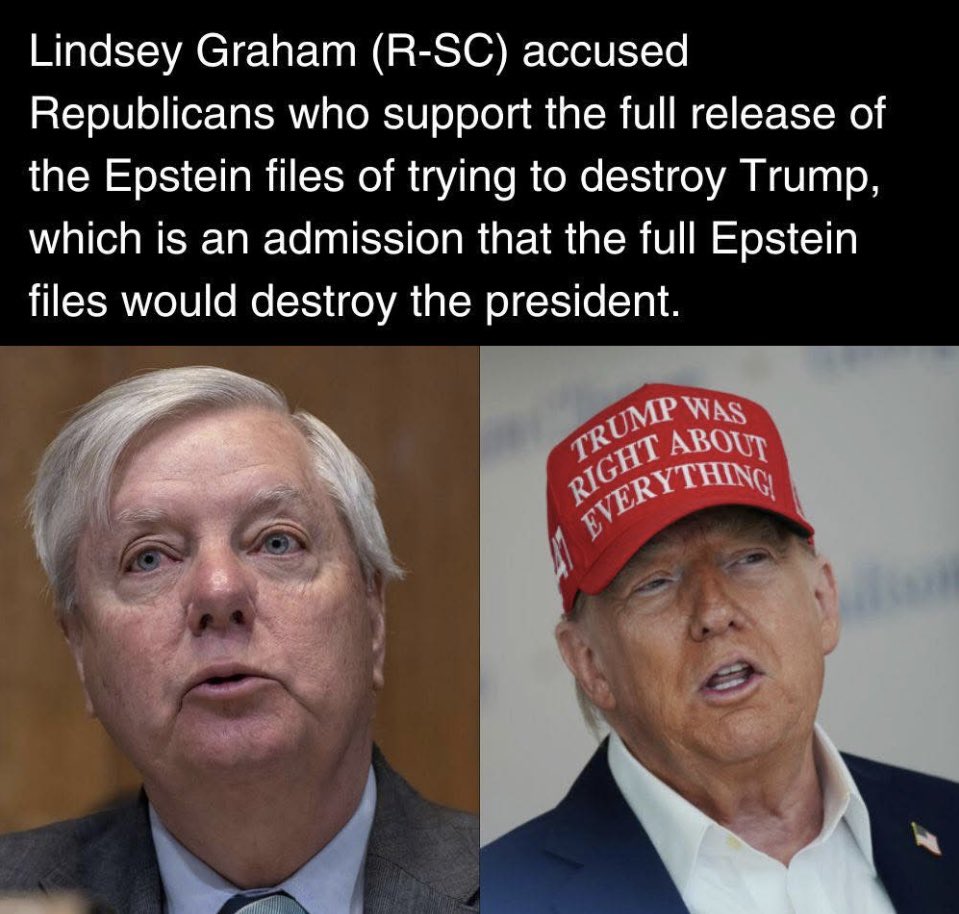 ShellBdwn's tweet photo. At least @LindseyGrahamSC can admit to what we already knew. #trump #pedophile #lindseygraham #epstein #epsteinfiles https://t.co/sxEuGd1bjU