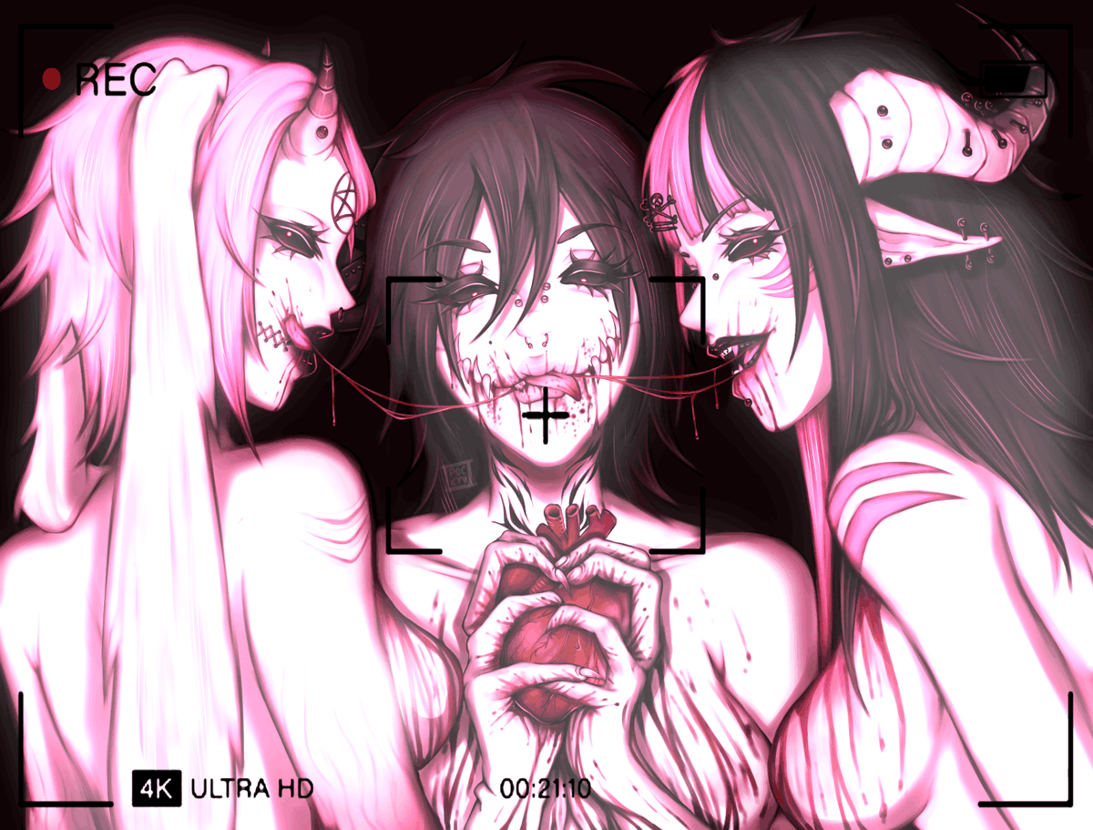 Lacrymira12343's tweet photo. Careful~ These three bite🖤 #oc #art #artmutuals #lfmutuals https://t.co/Ougodl6akd
