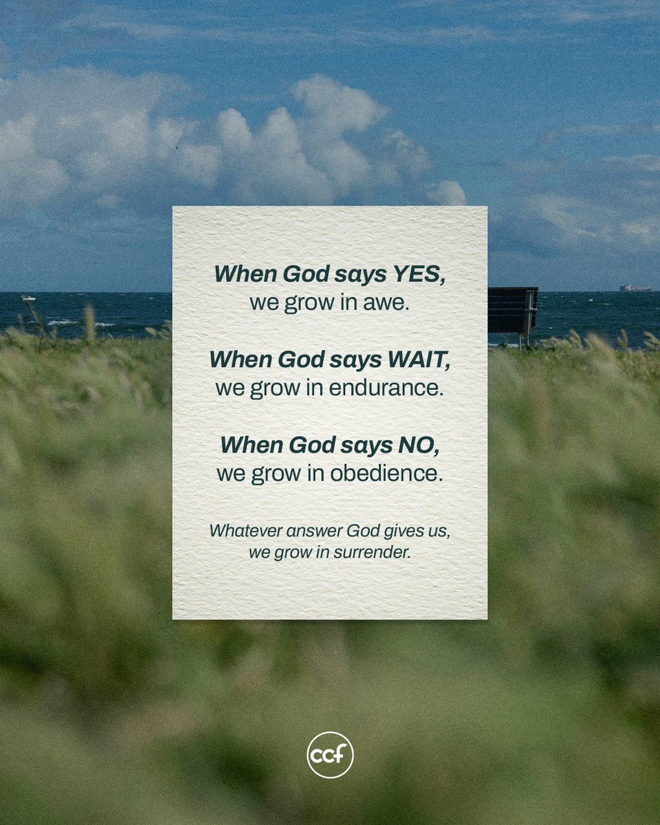 CCFmain's tweet photo. Whatever answer God gave you during your prayer and fasting, it’s never without a purpose. It’s to grow our character and our trust in Him. https://t.co/T3j4fbm4DE