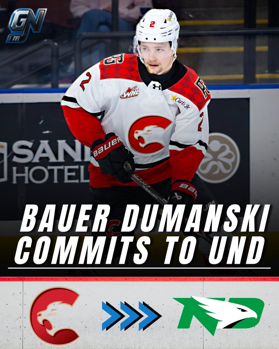 GameNotesBud's tweet photo. NoDak lands another HUGE commitment from the WHL! 

Prince George captain Bauer Dumanski commits to @UNDmhockey after putting up 39 points (9G, 30A) in 60 games with the Cougars. https://t.co/jyCbTPWPIv