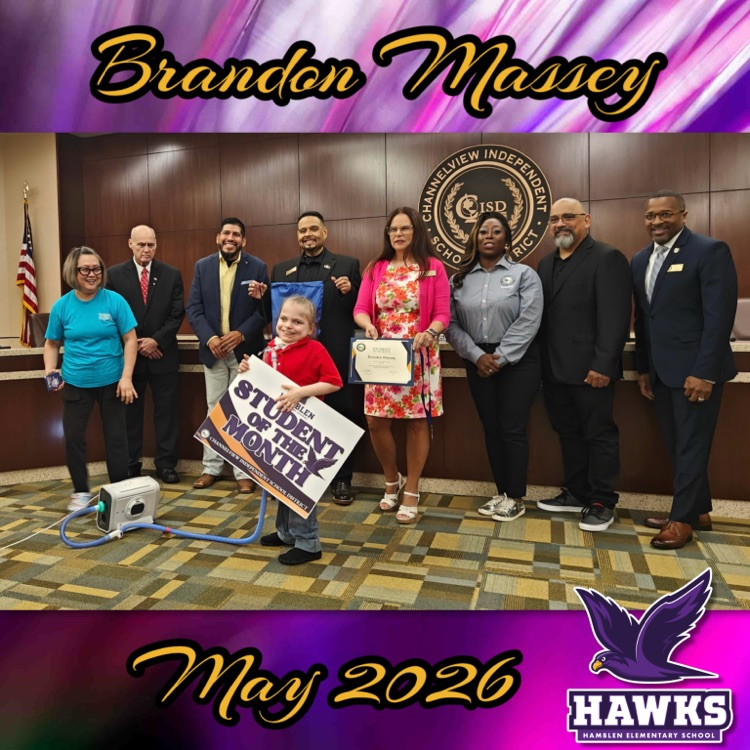HamblenElem's tweet photo. 🎉Congratulations to Brandon Massey! Hamblen Elementary’s May 2026 Student of the Month! Your Hamblen Hawk Family is very proud of you! 💜🦅 https://t.co/gteyKPJ1LE