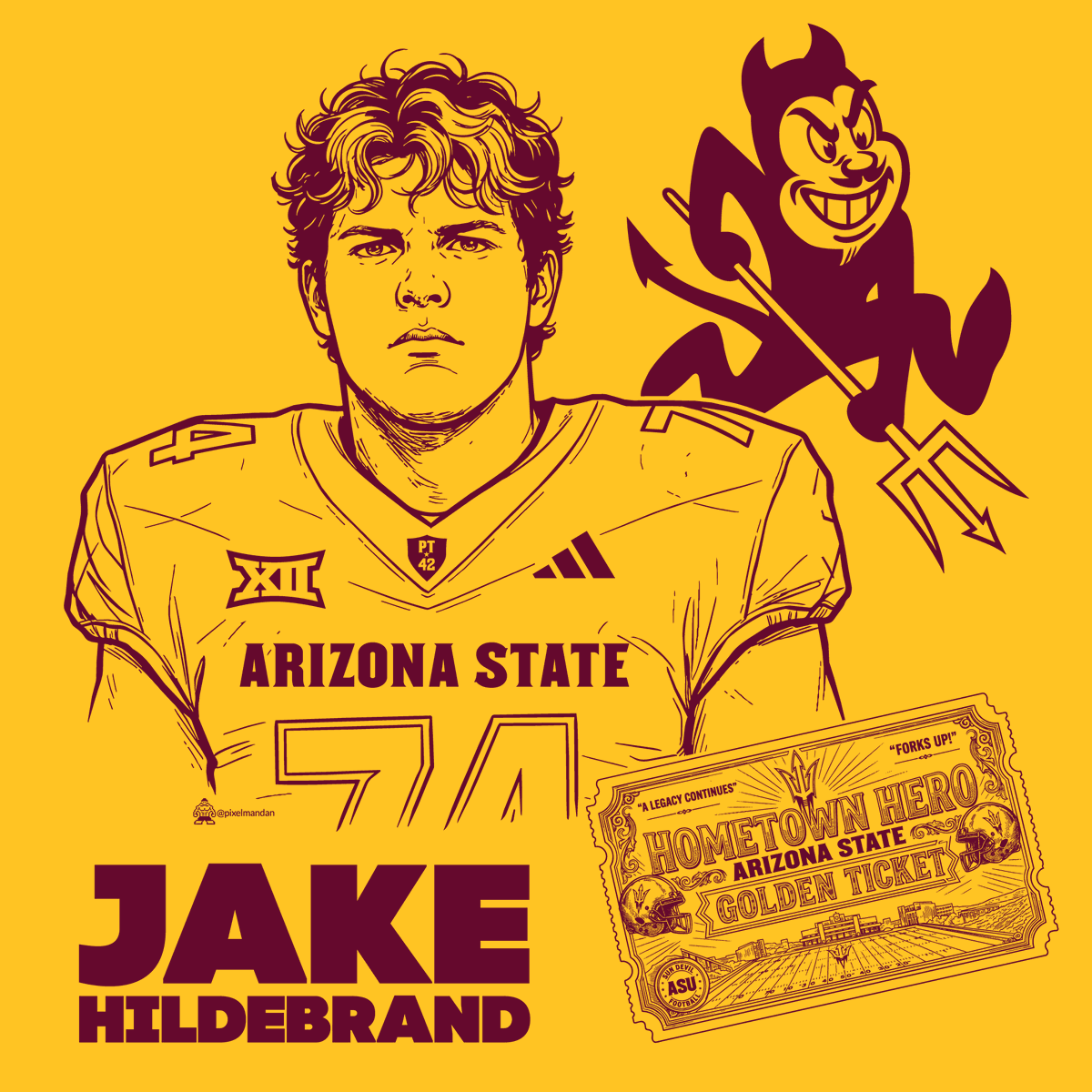 pixelmandan's tweet photo. Hometown Hero. Go Devils! #ForksUp https://t.co/zp0UlMm8JX