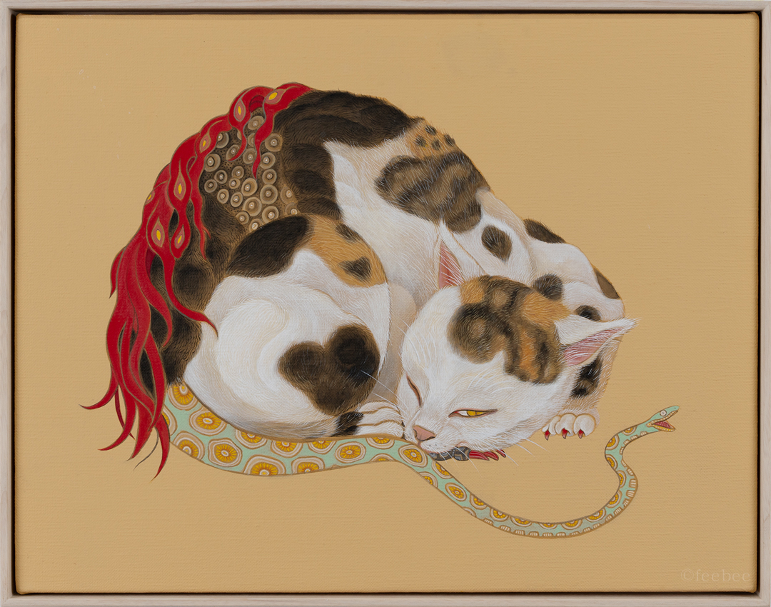 GalleryMumon's tweet photo. 本日も、
feebee(@feebee_news)
個展「未観測のねこ」を開催しております。

展示作品のご紹介です。

タイトル：『Transformation001』
サイズ　：410×318mm

WEBからも作品をご覧いただけます。
https://t.co/n33aGmLqVM

会期：5月15日(金)～5月30日(土)
　　　11時～19時(日・月休廊) https://t.co/Mdets20TTA