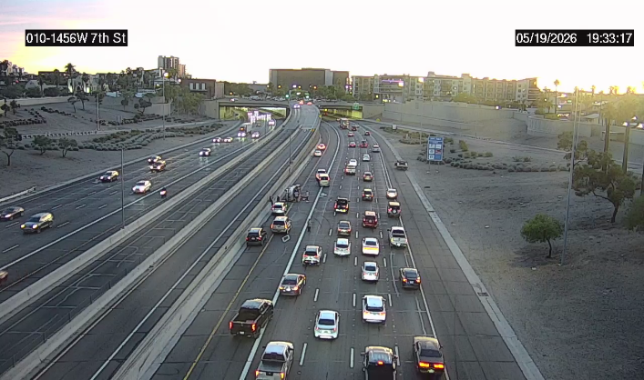 I-10 westbound near 7th St: A crash is blocking the HOV and left