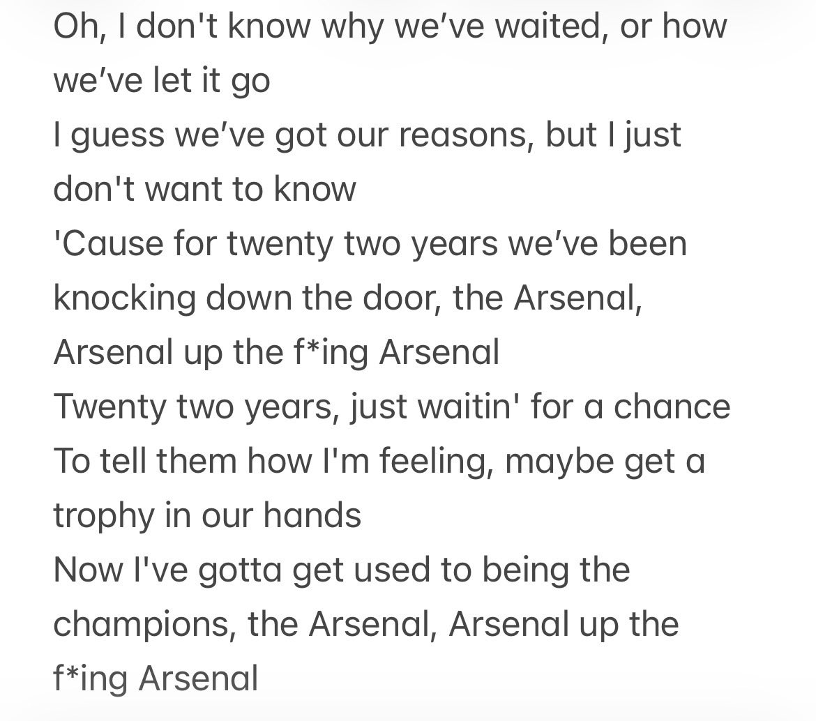 PoachedLatte's tweet photo. @Arsenal To the tune of Smokie’s Who the F… is Alice: https://t.co/1GogzET2Qt