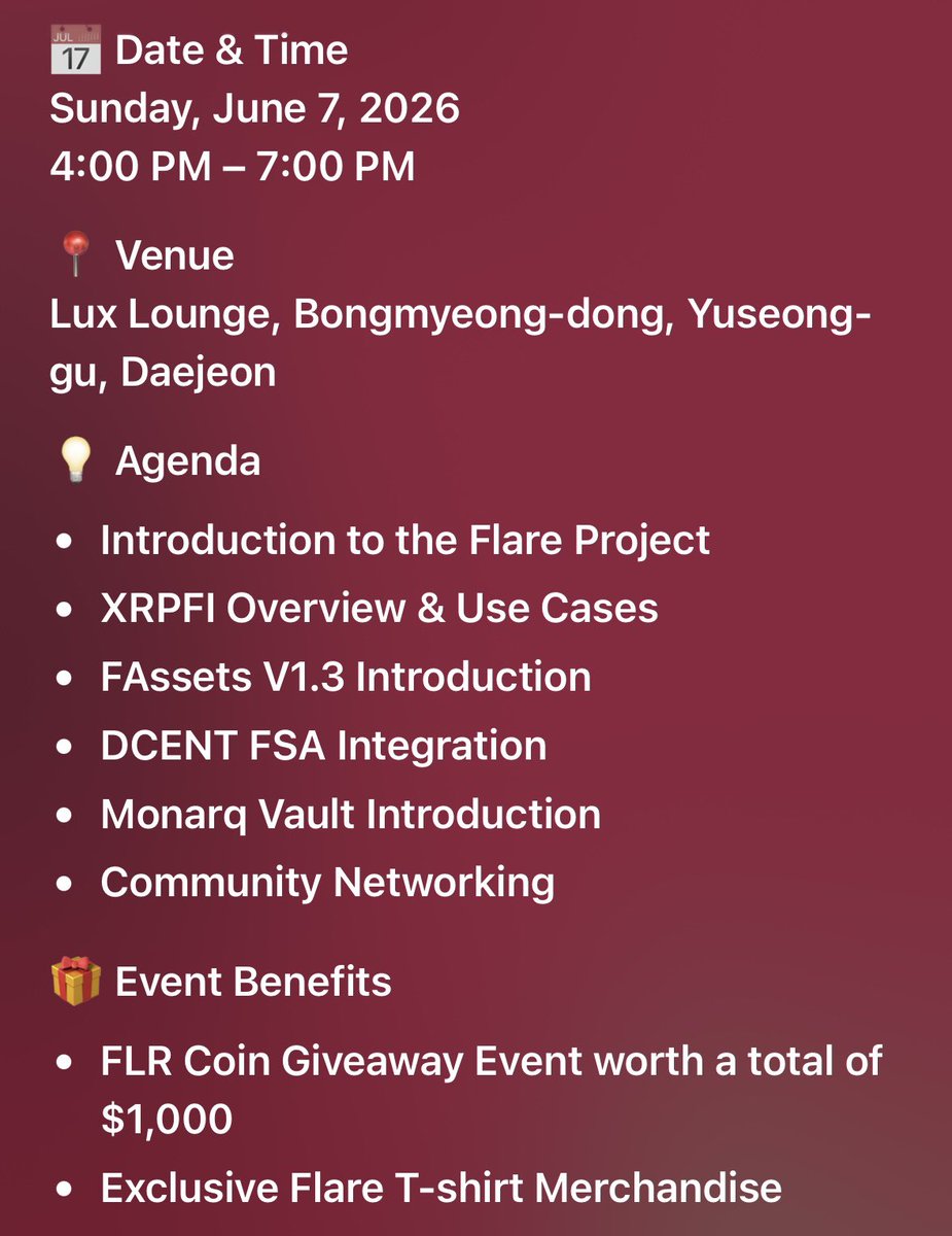 daecorator's tweet photo. @FlareNetworks @FlareNetworksKR 
Flare Network is opening a meet-up in Daejeon Korea🤩

Join us, get free merch and FLR Coin🥳

How to join👇👇👇
https://t.co/w54Jfszeqv https://t.co/Wb2R6s1CwF