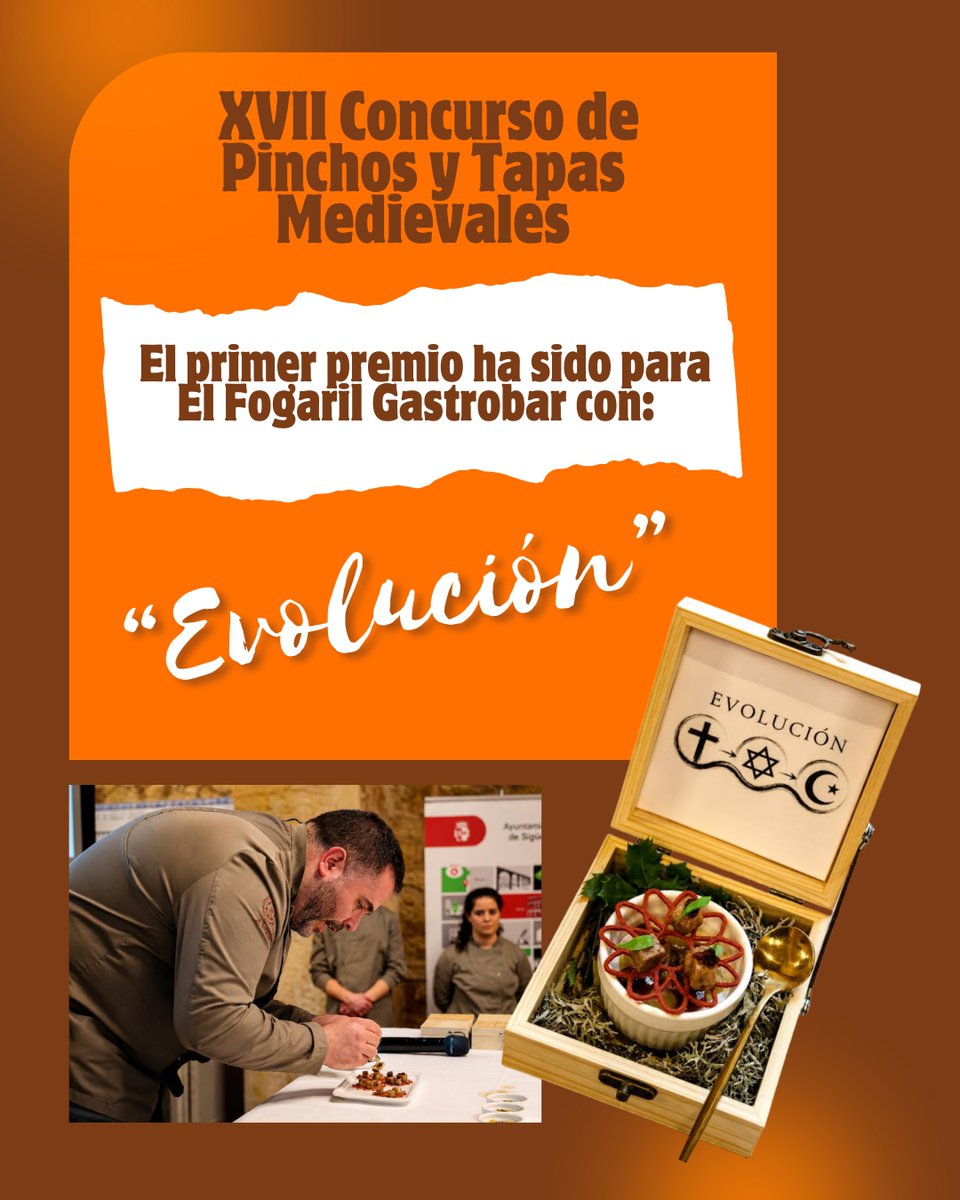AlimentosGu's tweet photo. Sigüenza ya tiene ganadores del XVII Concurso de Pinchos y Tapas Medievales
El 🥇 ha sido para ElFogarilGastrobar con “Evolución”, una propuesta inspirada en la convivencia de culturas en la Edad Media y elaborada con  garbanzos de Guada, miel de e higos macerados en hidromiel🥰 https://t.co/n6EsxLVle1