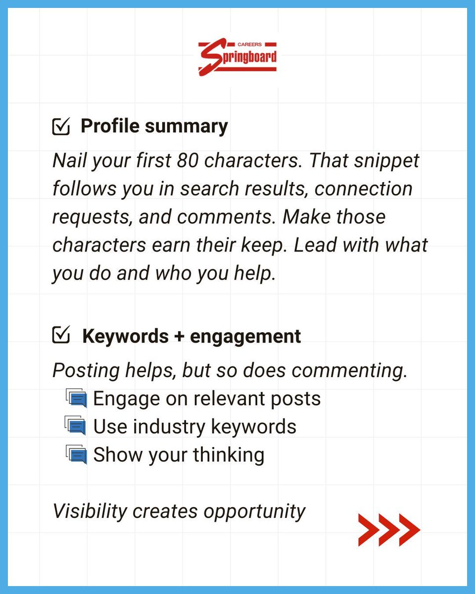 CSGX_'s tweet photo. If recruiters can’t find you, they can’t hire you.
Simple.
Swipe to find out 5 ways to get noticed on LinkedIn today

#LinkedInTips #JobSearch #OpenToWork #CareerGrowth #PersonalBranding #JobSeekers #Recruitment #VisibilityMatters #CareerSpringboard #GetHired https://t.co/O0glaMQ4pA