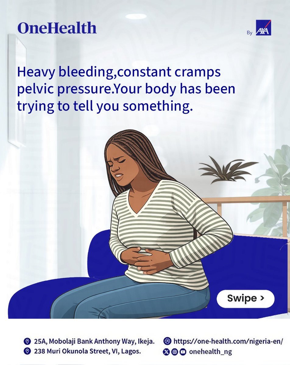 OneHealth_ng's tweet photo. Don’t ignore the signs your body is giving you.

Book a consultation today.
📞 02018884554 | 09039817012
📍25A Mobolaji Bank Anthony Way, Ikeja | Muri Okunola St, Victoria Island, Lagos

#OneHealthbyAXA #OneHealth 
#FibroidAwareness #WomensHealth #Fibroidtreatnent https://t.co/K8DjgLnQUz