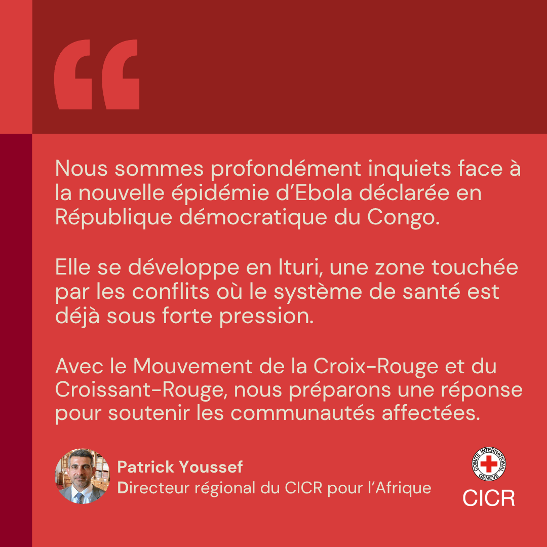 CICR_fr's tweet photo. 📍RDC | Pour les communautés de l’Ituri, déjà confrontées aux conséquences des conflits, l'épidémie d’Ebola ajoute une nouvelle épreuve à surmonter.
 
Avec le Mouvement de la Croix-Rouge et du Croissant-Rouge, nous sommes prêts à renforcer notre soutien aux communautés affectées. https://t.co/0zSi3IM685