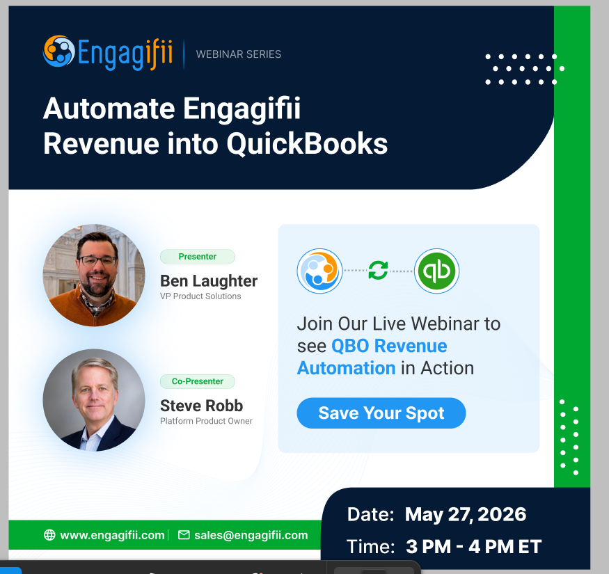 engagifii's tweet photo. Still manually exporting spreadsheets and reconciling transactions into QuickBooks Online?

Join Steve Robb &amp; Ben Laughter on May 27 to see how Engagifii automates syncing transactions directly with QuickBooks Online.

🔗 Register: https://t.co/Cb1kYb9Fvo

#QuickBooks #Webinar https://t.co/5mC0hQ4Syx