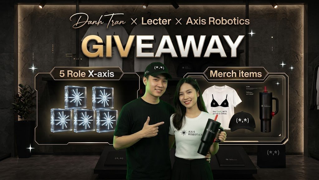 v_3394's tweet photo. 🔥 @axisrobotics  | Tăng Tốc Kỷ Nguyên Physical AI & Tổng Hợp Giveaway Khủng Từ Đại Sứ

⚙️ Đột Phá Công Nghệ Mới Nhất

Tối ưu quy trình dữ liệu: Nâng cấp hệ thống tạo tác vụ TaskGen và hoàn thiện đường ống dữ liệu vòng lặp kín giúp robot học máy hiệu quả hơn.

Thắt chặt bảo mật: Sử dụng trình mô phỏng và kiểm tra frontend để xác thực dữ liệu, loại bỏ bot nhằm đảm bảo công bằng cho người dùng.

🎁 Cơ Hội Săn Quà Từ Các Đại Sứ Việt Nam
1. GA từ Amb  @danhtran68  
Hạn chót: Hết ngày 21-5

Phần thưởng: 5 X Premium Roles + 3 Phần quà Merch.

Cách tham gia: Đăng ký tài khoản Hub, làm 1 task rồi comment ảnh hoàn thành + địa chỉ ví dưới bài đăng. 
https://t.co/SXE95uXYRv
Retweet và join Discord, Telegram Axis.

2. GA từ Amb @Lecter_XFinance  

Hạn chót: 9h sáng ngày 22-5

Phần thưởng: 5 X-Axis Roles + 3 Bộ Merch (Mũ và Ly).

Cách tham gia: Tạo tài khoản Hub, làm ít nhất 1 task. Follow+ Like, share bài viết, comment ví + tag 2 người bạn. Join Telegram Axis Việt Nam.
https://t.co/p2yE7t6KA7

Chúc mọi người may mắn
