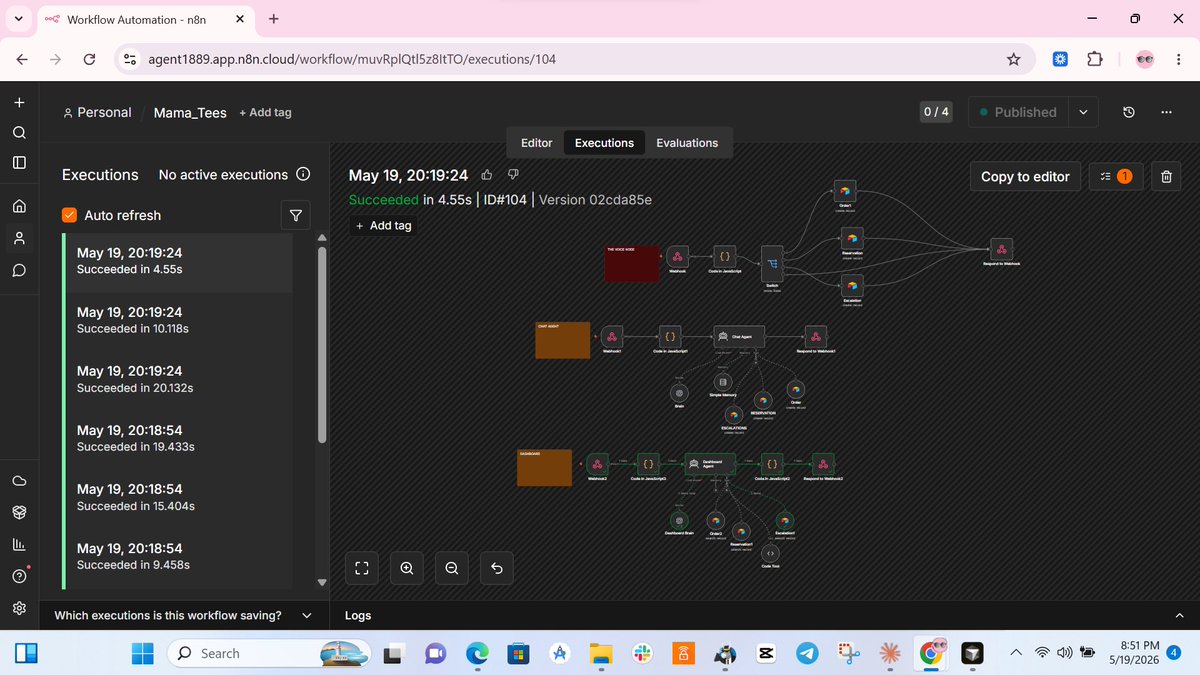 BuildWithZiko's tweet photo. Built a complete AI system for a Nigerian 
restaurant in Abuja 🇳🇬
3 automated pipelines:
🔴 Voice AI answers every call 24/7
🟠 Chat agent takes orders via app
🟡 Dashboard shows real data
Zero manual work. Everything automated.
Full reveal coming tomorrow 👀
#AIAutomation #n8n https://t.co/hcgVxvpal5