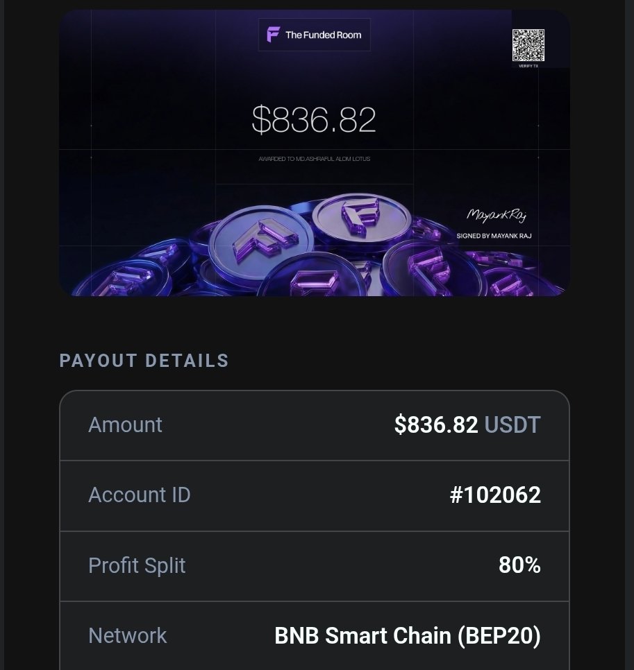 LOTUStrdr's tweet photo. Finally I got my payout, thanks to Mayank Bhai &amp; the whole team of the funded room, this one picture is enough for all the haters,LOVE YOU VAI.@thefundedroom, @thetraderoom_ @ https://t.co/4DxH5ud2vv