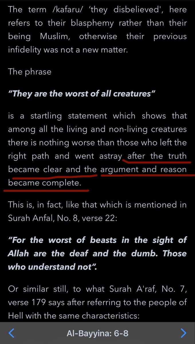 seyidmain's tweet photo. @ivan_kray @ForgetfuP @arblauvelt For your second question, refer to the tafsir, religion isn’t black and white. If you pass away having not attained certainty without being ignorant on purpose, you get judged differently then one who was a muslim, attained certainty, and then disbelieved. https://t.co/sQaBv6wN23