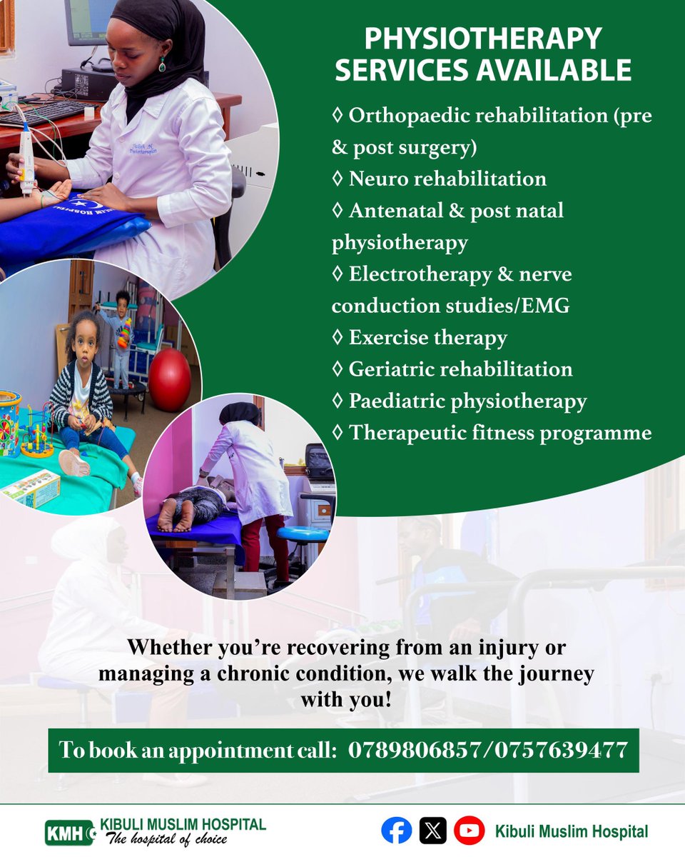 kmh_ug's tweet photo. Move better, live stronger. Our physiotherapy team helps you recover, relieve pain &amp; regain mobility one step at a time. 

For inquiries, ☎️ 0789806857/0757639477 https://t.co/PPqdmjyptF