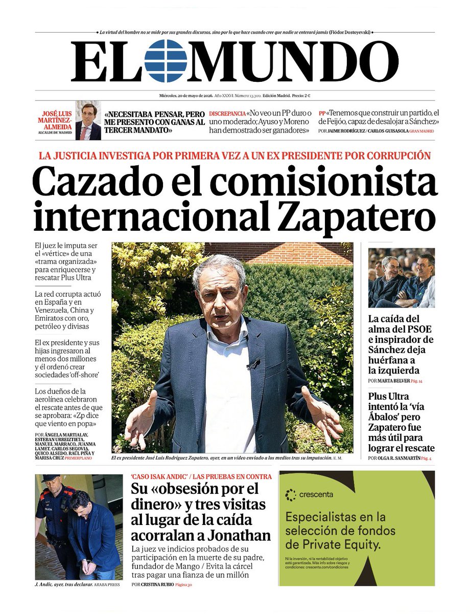 elmundoes's tweet photo. ☕  ¡Buenos días!
📰 La portada de El Mundo https://t.co/RoXAbe9k4w