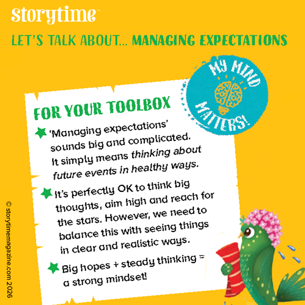 StorytimeMag's tweet photo. Stories help us to address big feelings! This month, in our My Mind Matters created with @bowerswellbeing, we focus on managing expectations and dreaming big while accepting that plans may change. Discover about resilience and self-awareness and start an important conversation! https://t.co/sdIW2zLZTM