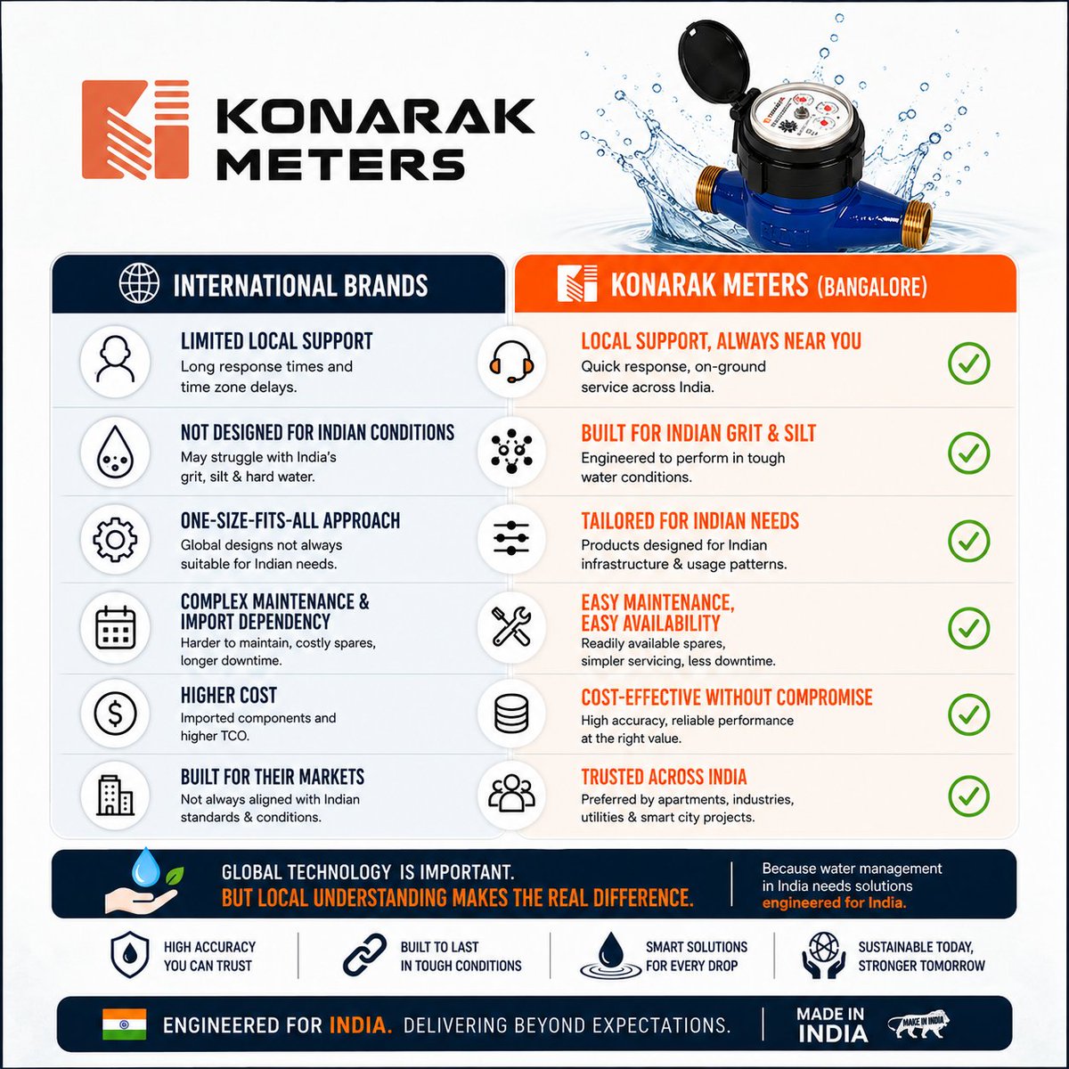 KonarakMeters's tweet photo. 🌍Konarak Meters, Bengaluru is engineered for India’s grit, silt, pressure fluctuations &amp; infrastructure needs. 🇮🇳💧
✔ Local support
✔ Easy maintenance
✔ Built for tough conditions
✔ Cost-effective accuracy
https://t.co/u3ybK0xFVd
#KonarakMeters #WaterManagement #MadeforIndia https://t.co/j2vLCrubZb