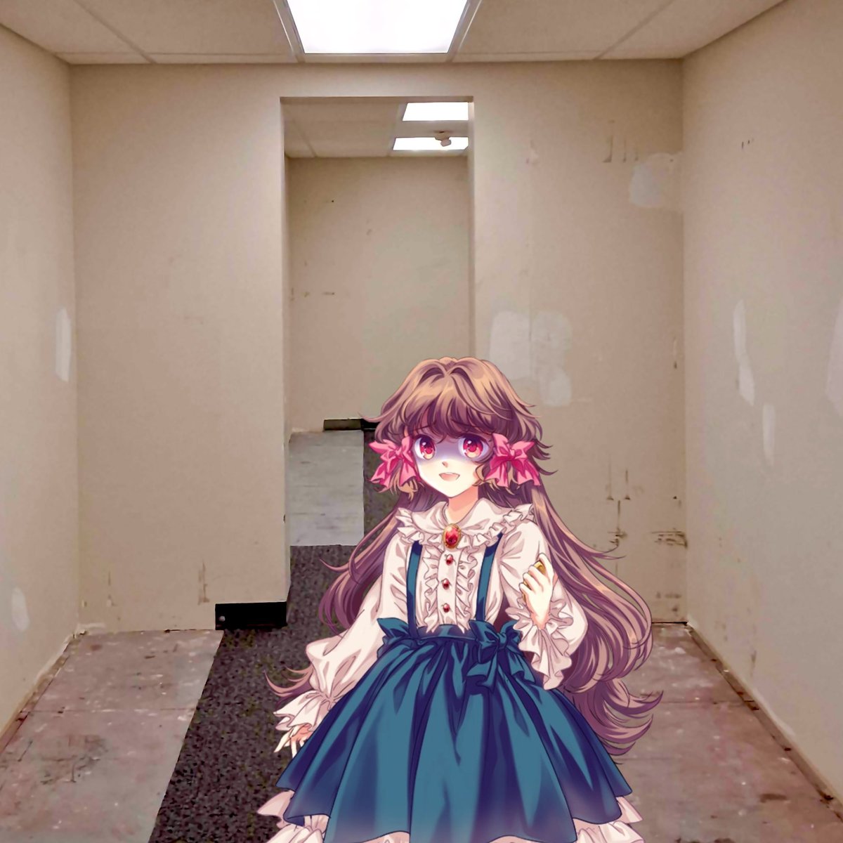 klarainthesun's tweet photo. went somewhere today that literally looked like the backrooms and this was how i felt walking through it https://t.co/31FLotYz2A