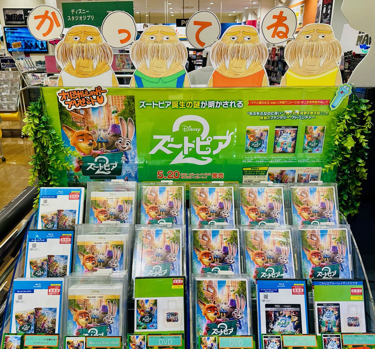 TOWER_Kameari's tweet photo. 『🍩🦊#ズートピア2🐰🥕』

皆待ってた❣️最強バディの続編🐍
🌴ズートピア2🌿
本日発売日です🎊✨
オリジナルショッパー配布中🎁

🐍グッズ抽選会開催中🐍

セイウチ達が顔を出して🔔
ゲイリーも首(？)をながーーーくして🐍
お待ちしております😊

#ズートピア2応援店
#おうちでズートピア2
更に…❣️👇 https://t.co/4KWbzWbzqK