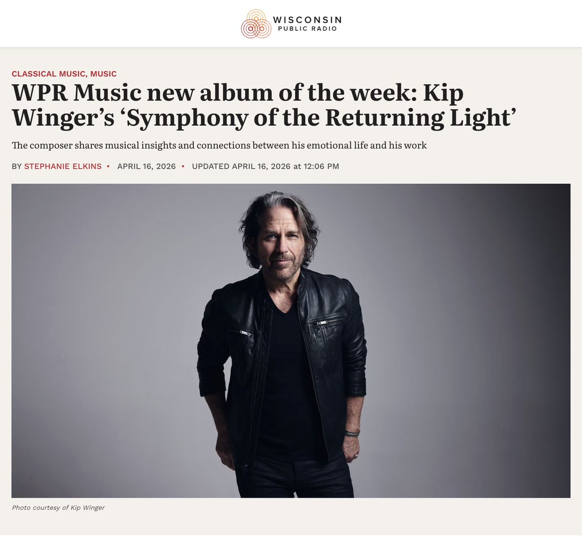 KipWinger's tweet photo. In case you missed it, check out this interview with Stephanie Elkins at @WPR!

Article & video interview:
https://t.co/i5IXPKeHy6

My Symphony of the Returning Light and Violin Concerto In the Language of Flowers, with the @NashvilleSymph and virtuoso violinist Peter Otto, all conducted by Maestro Giancarlo Guerrero, is out now on @NaxosRecords!

Get it now:
https://t.co/kucvBJ9B4s

#NashvilleSymphony #GiancarloGuerrero #PeterOtto #ViolinConcerto #Symphony #Classical #ClassicalMusic #ClassicalComposer #ClassicalComposers #ContemporaryClassical #ContemporaryClassicalMusic #Winger #KipWinger #CFKipWinger #Naxos #WPR #WisconsinPublicRadio