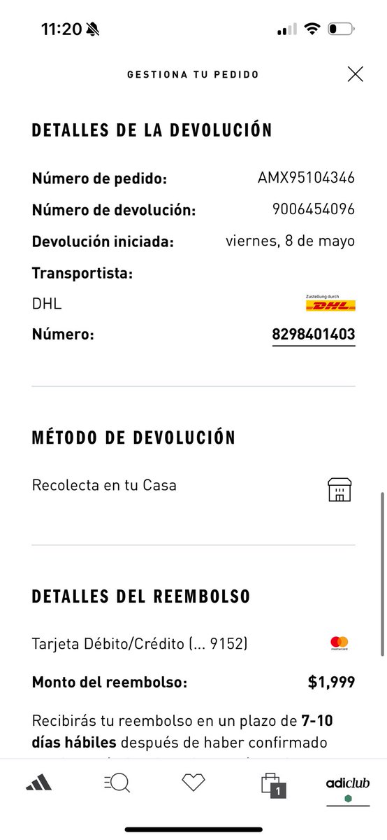 18Toledojuan's tweet photo. Hola @adidas @adidasMX 
Pedí una devolución porque no llegó la talla que yo solicité y es fecha que no lo recogen y aún no tengo mi dinero de nuevo https://t.co/qHiSu1So1M