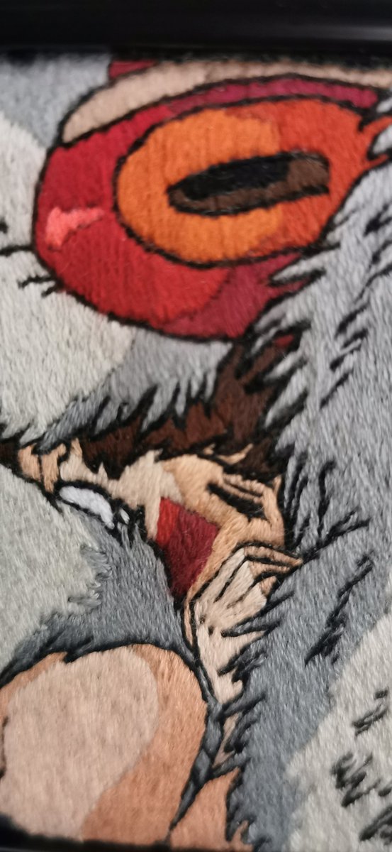 Sutislany's tweet photo. @Kosmic_Creation Hi I'm Sutis &amp; I make cute and nerdy embroideries.☺️ 
This Princess Mononoke piece is gonna be my forever favourite I made last year. 💖 https://t.co/veF0nSrjzf