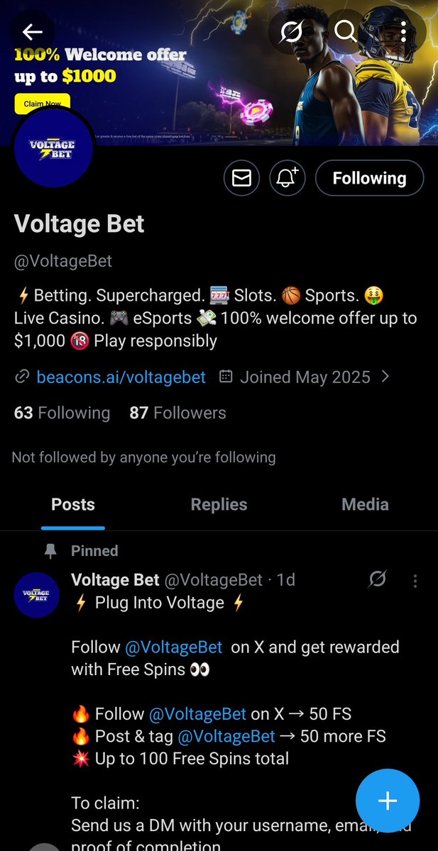 sgvkendogg's tweet photo. Play volt. Free 100 spins @VoltageBet https://t.co/bOgAgjVFTe
