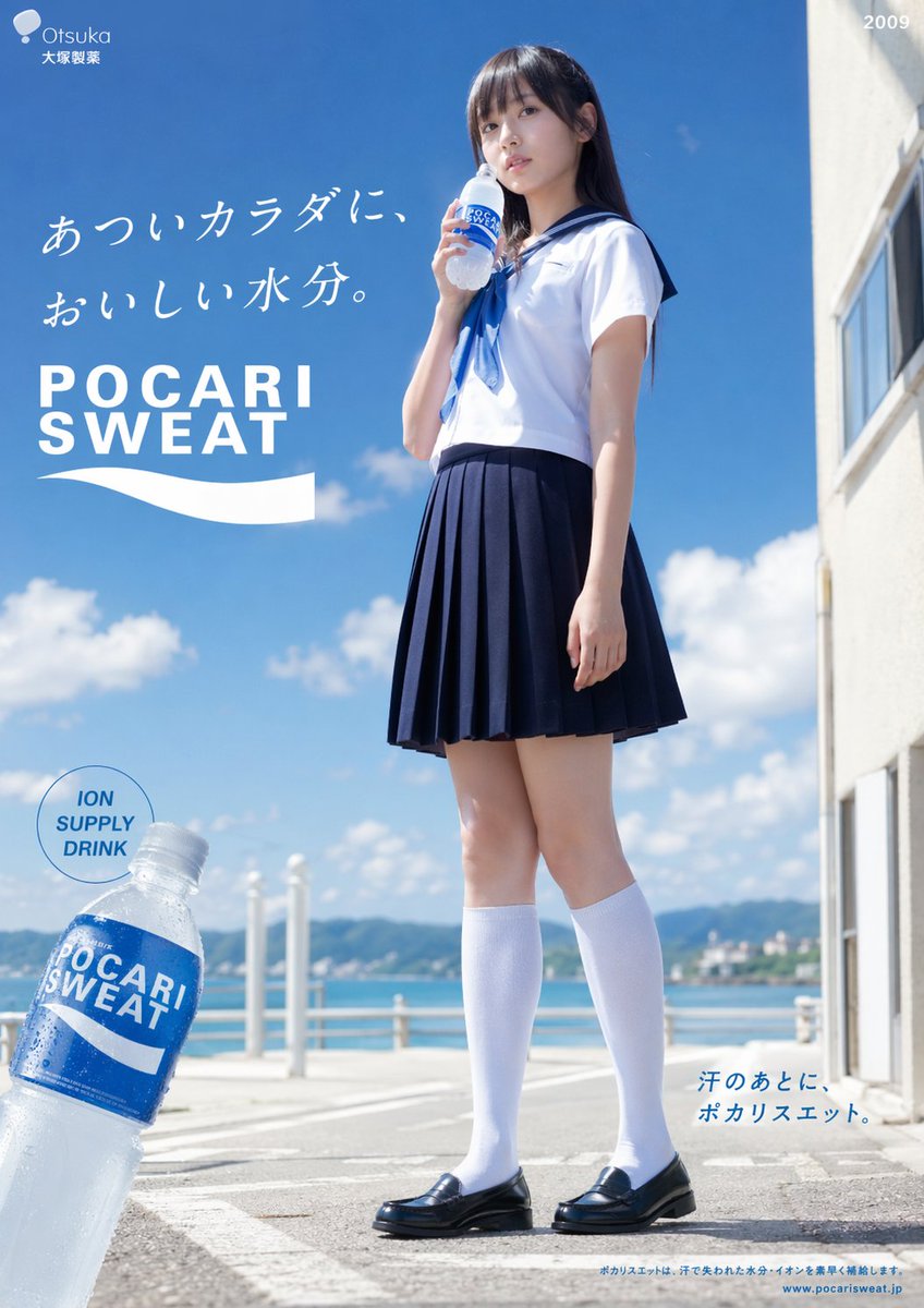 Seaside Pocari Sweat Schoolgirl Ad